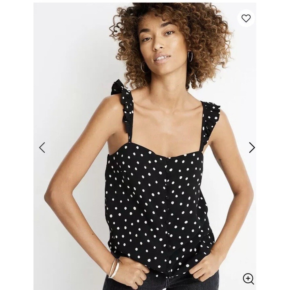 Madewell Ruffle Strap Button Down Polka Dot Tank Size 2 Women's